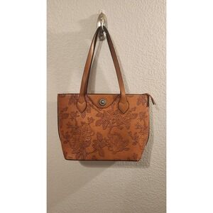 Vegan Purse hand tooled look faux turquoise‎ accent